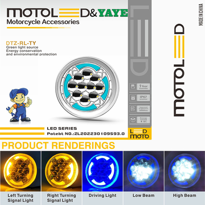 Motorcycle Headlight YAYE GM125 6 inch Length Dual Color Turn Signal and DRL Function