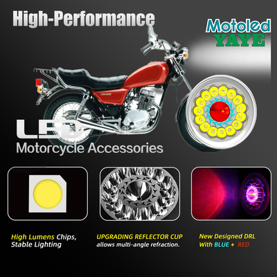 6 Inch CM125 High Limited Lumen LED Red DRL Semi-assembly Headlight with High Low Beam