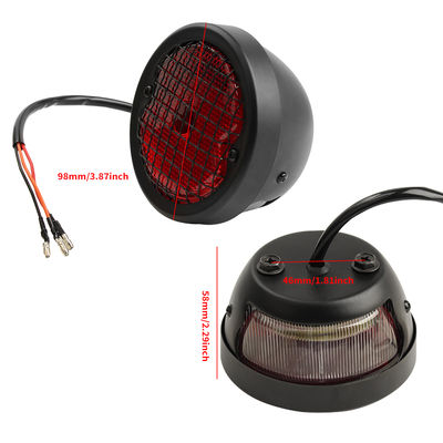 Vintage Mesh Motorcycle Tail Light with Red Lenses and Durable Construction for Harley Chopper Bobber Cafe Racer