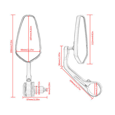 Diamond Shaped Handle Mirror Suitable for 22mm Handle Width Motorcycle Rearview Mirror Motorcycle Universal Accessories