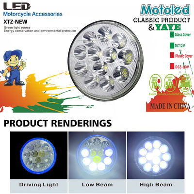 YAYE Front Driving Light 5-3/4 5.75 Inch GN125 12 LED Accessory White High Low Beam Blue DRL Motorcycle Headlight